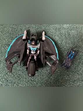 Batman Batwing Rider Playset in Black and Teal with Hot Wheels Batmobile